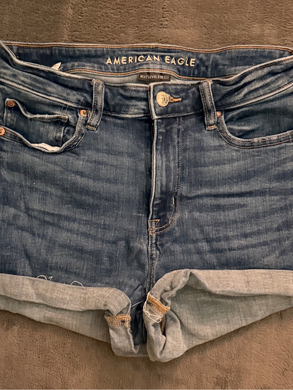 American Eagle Outfitters Blue Rolled-Hem Denim Shorts